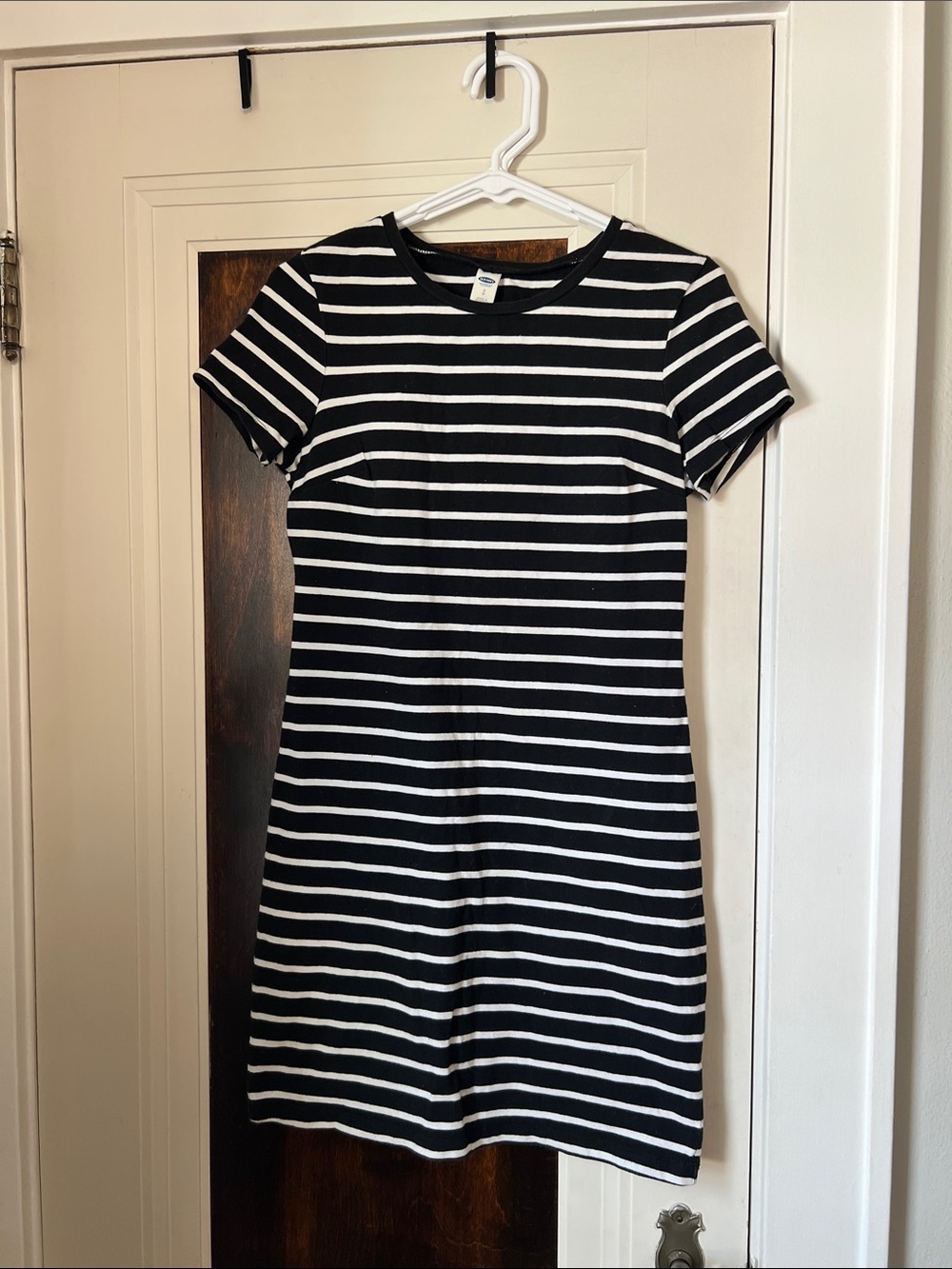Old Navy Black and White Striped Short-Sleeve t-shirt Dress